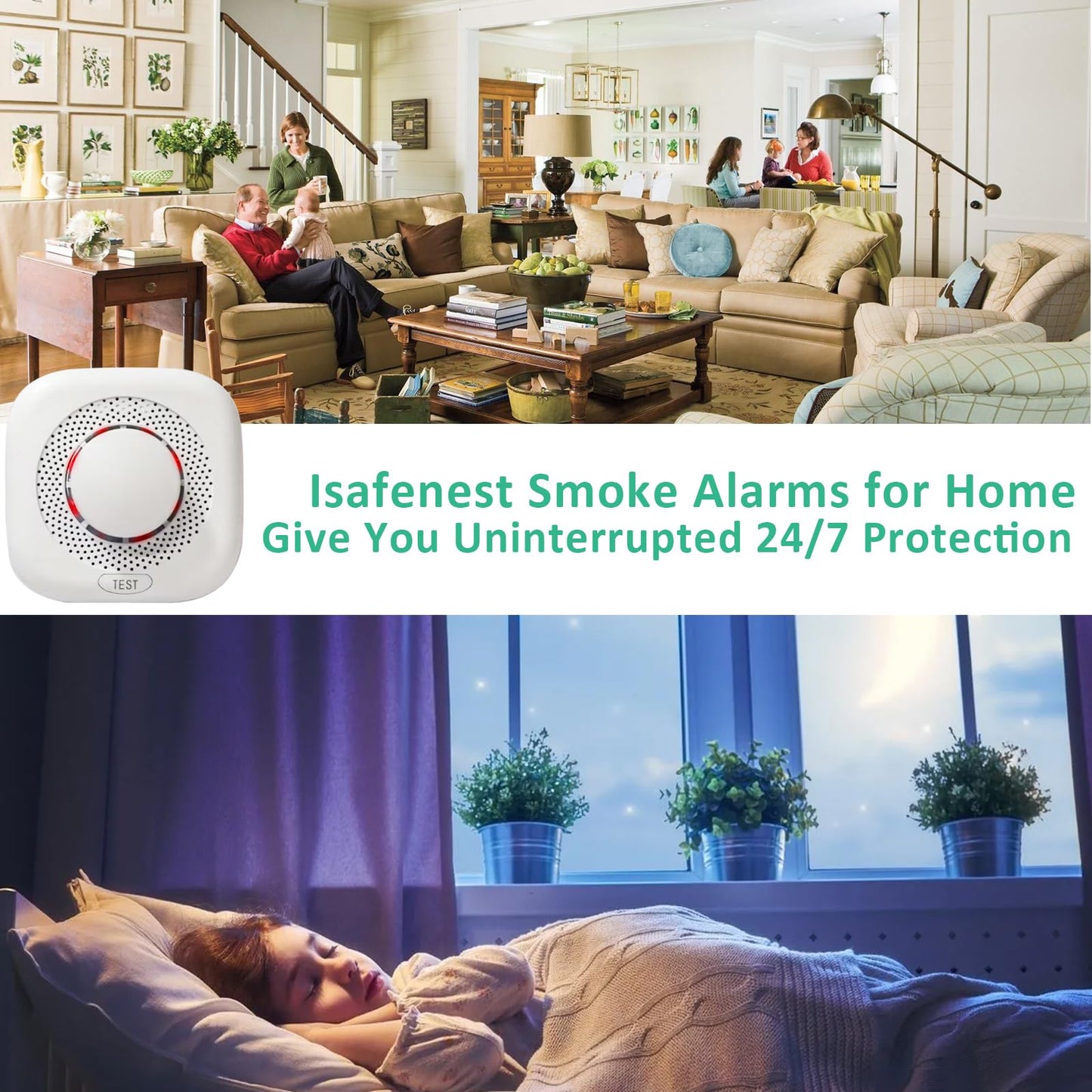 Optical Smoke Alarm with Advanced Photoelectric Technology,Battery Power Smoke Alarm Detector for Home with Test Button & Silence Button,1 Pack(Batteries NOT Included)