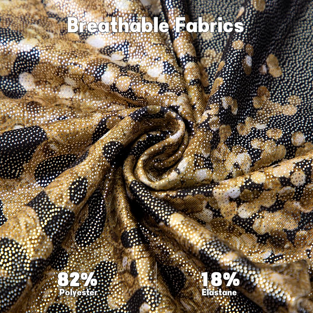 Gymnastics Leotards for Girls Toddler Ballet Dance Tumbling Outfits 5t 6 Kids Sleeveless Gymnastic Biketard with Shorts Sparkly Dancwear Unitards Clothes Bodysuit (Gold Leopard, 5-6 Years)