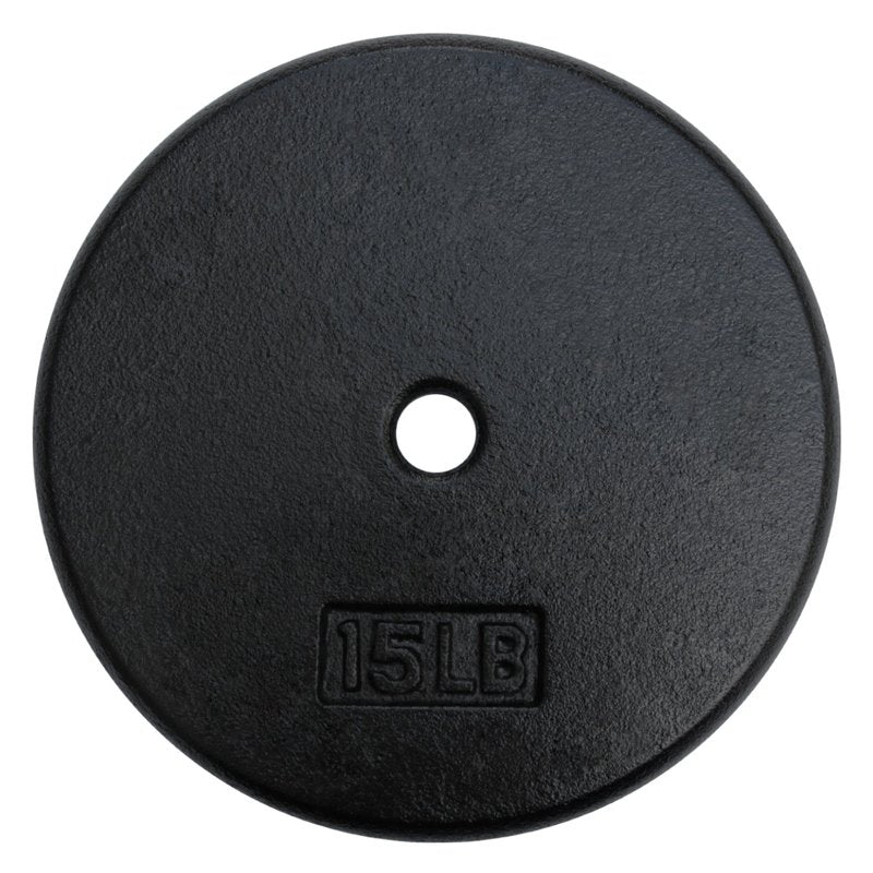 A2ZCARE Standard Cast Iron Weight Plates 1-Inch Center-Hole for Dumbbells, Standard Barbell 1.25, 2.5, 5, 10, 15, 20 lbs (15lbs (Single))
