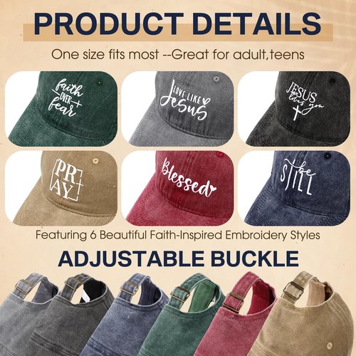 Jamntower 6 Pack Christian Hats for Men Women Trucker Dad Hat Baseball Caps Jesus Faith Religious Gifts for Church Pastor(Christain,Classic Color)