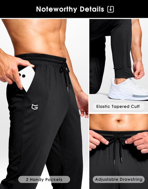 G Gradual Men's Joggers - Lightweight Athletic Workout Pants with Pockets | Stretch Track Sweatpants for Gym