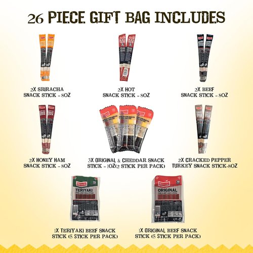 Jerky.com 26pc Meat Sticks Variety Pack - Low Sugar, High Protein Jerky Gifts for Men | Gluten Free & Keto Options