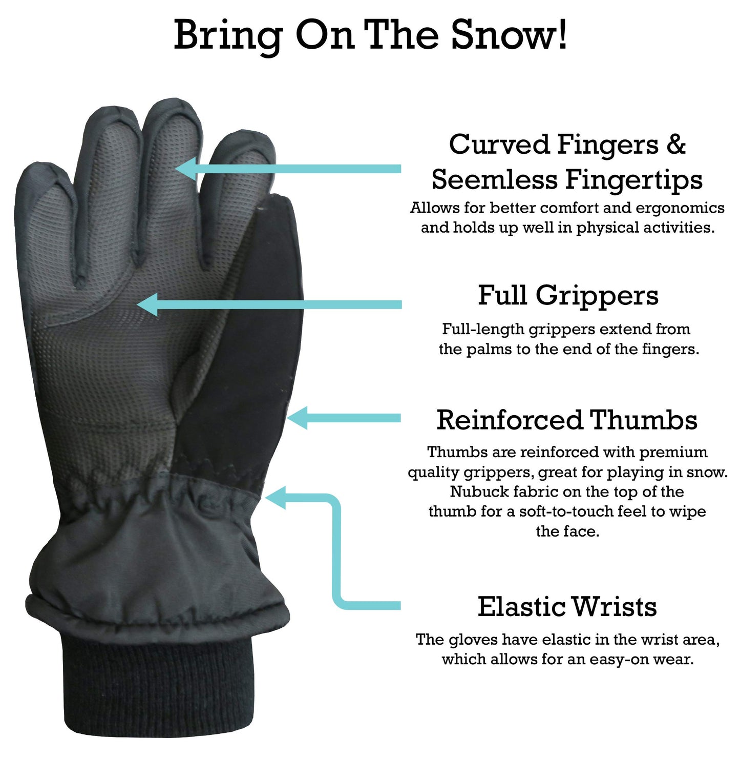 N'Ice Caps Kids Waterproof Winter Thinsulate Warm Gloves
