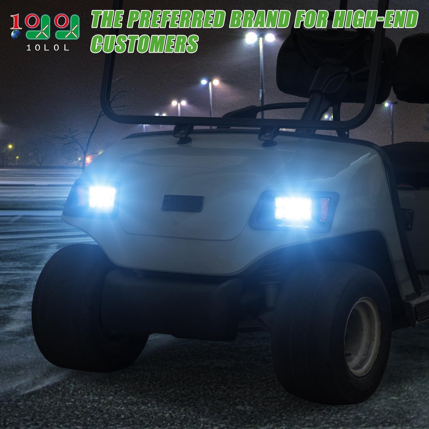 10L0L Golf Cart Headlight Kit for Yamaha G14, G16, G19, G22 (Gas & Electric) - 12V LED Front Lights with 3Pin Harness, Easy to Install, Energy-Saving, Driver & Passenger Side