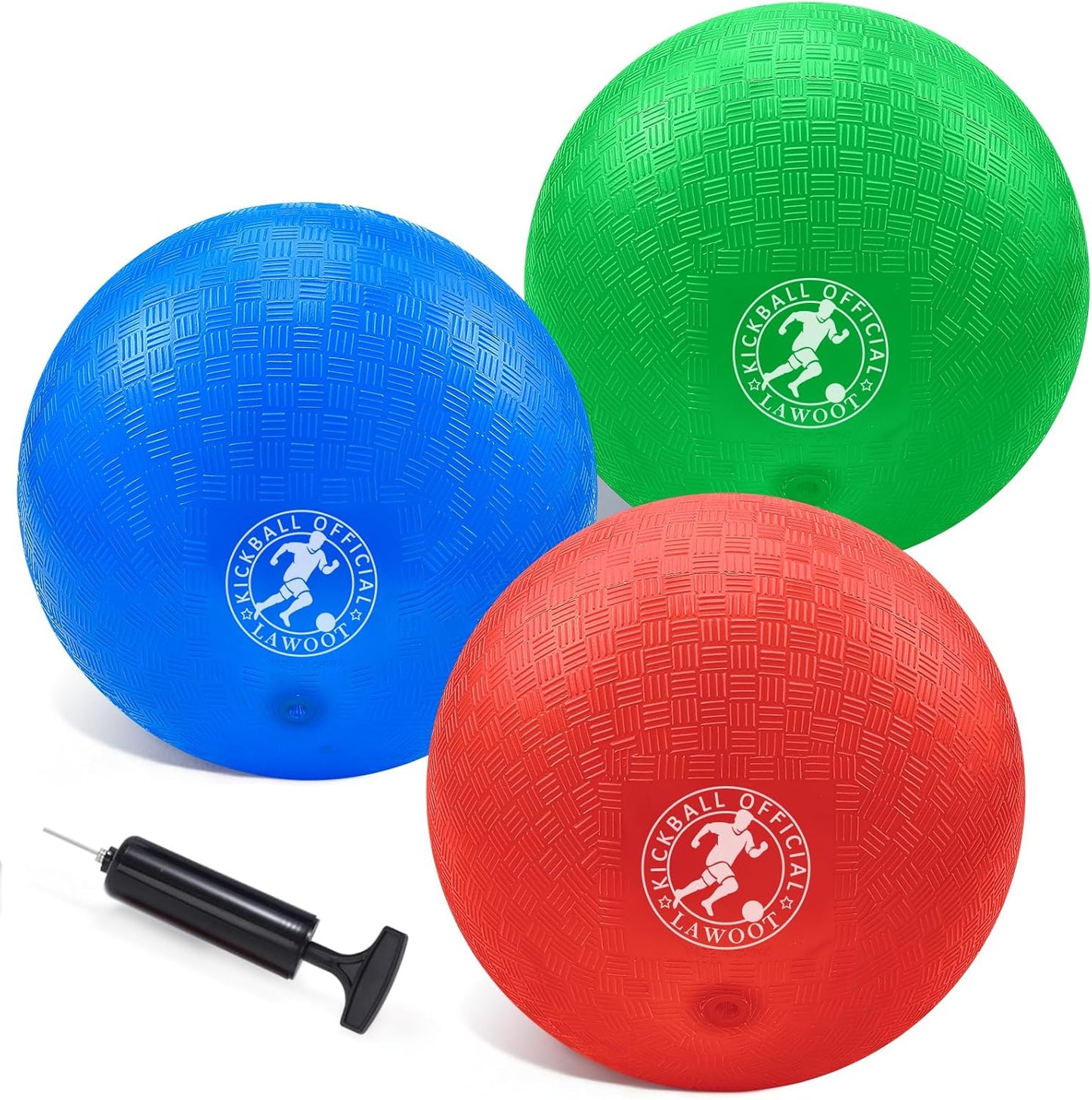 Skiennix 10-Inch Kickball Set - Durable Playground Dodgeballs for Kids | Pack of 3 with Pump