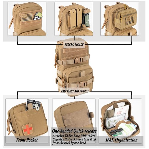 CLTAC Tactical Small MOLLE Hydration Pack Outdoor Water Bladder Carrier Pack for Vest Backpack (Coyote Brown)