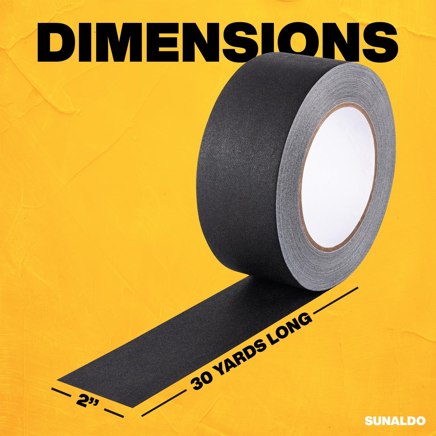 SUNALDO Gaffers Tape Heavy Duty, Easy to Rip, Residue-Free Professional Grade Floor Tape for Electrical Cords, Matte Finish Non Reflective, Weather Resistant (1, Black, 2" x 30 Yards)