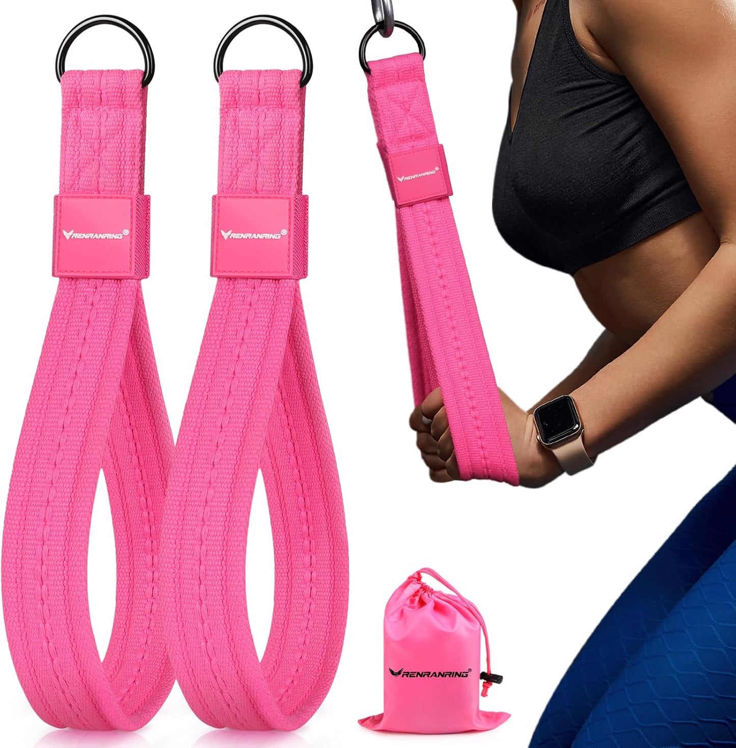RENRANRING Tricep Rope Cable Attachment Handles for Gym, 13inch Exercise Handles, Tricep Pull Down Attachments Rope for Pilates, Yoga, Strength Trainer, Physical Therapy, Stretch, Recovery