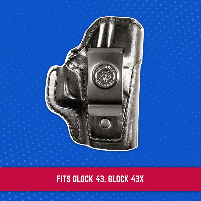 DeSantis Inside Heat IWB Holster - Concealed Carry Gun Holster, Leather Holster IWB for Pistols, Compatible with the GLOCK 43, 43X - Right Hand Draw, Black