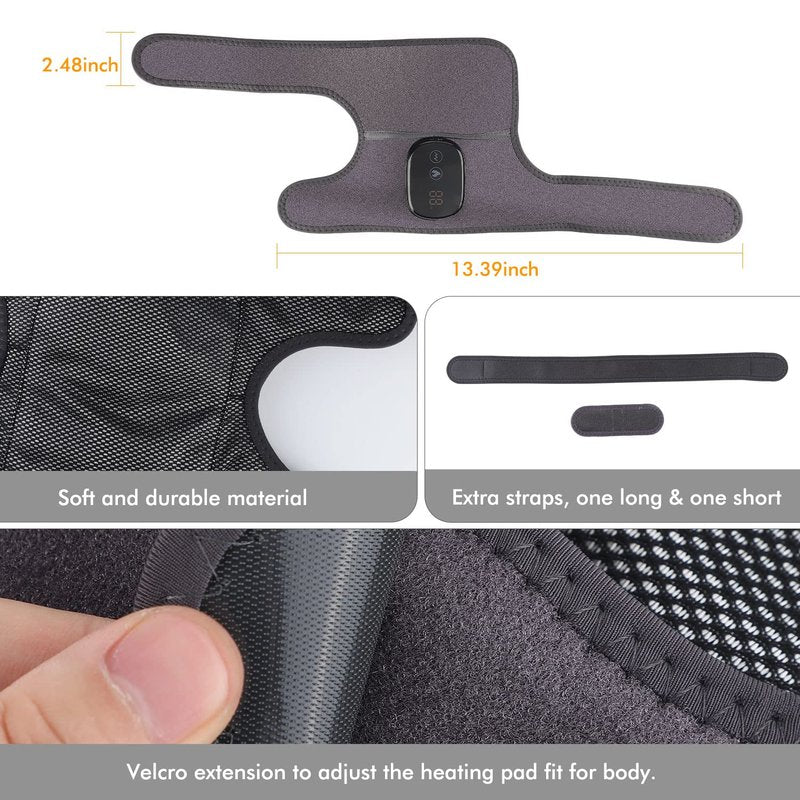 MOAJAZA Heated Knee Massager Shoulder Heating Pads Elbow Brace 3 in 1 with Vibration, Cordless Rechargeable Heating Knee Warmers Wrap for Shoulder Elbow Knee Stress Relief 2 Packs