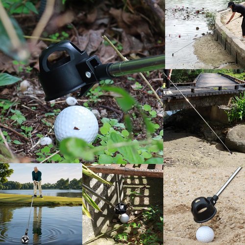 VIMPSEY 9Ft/12Ft/16.3Ft/20Ft Golf Ball Retriever for Water Telescopic, Stainless Steel Ball Retriever Tool Golf Ball Grabber (12Ft)