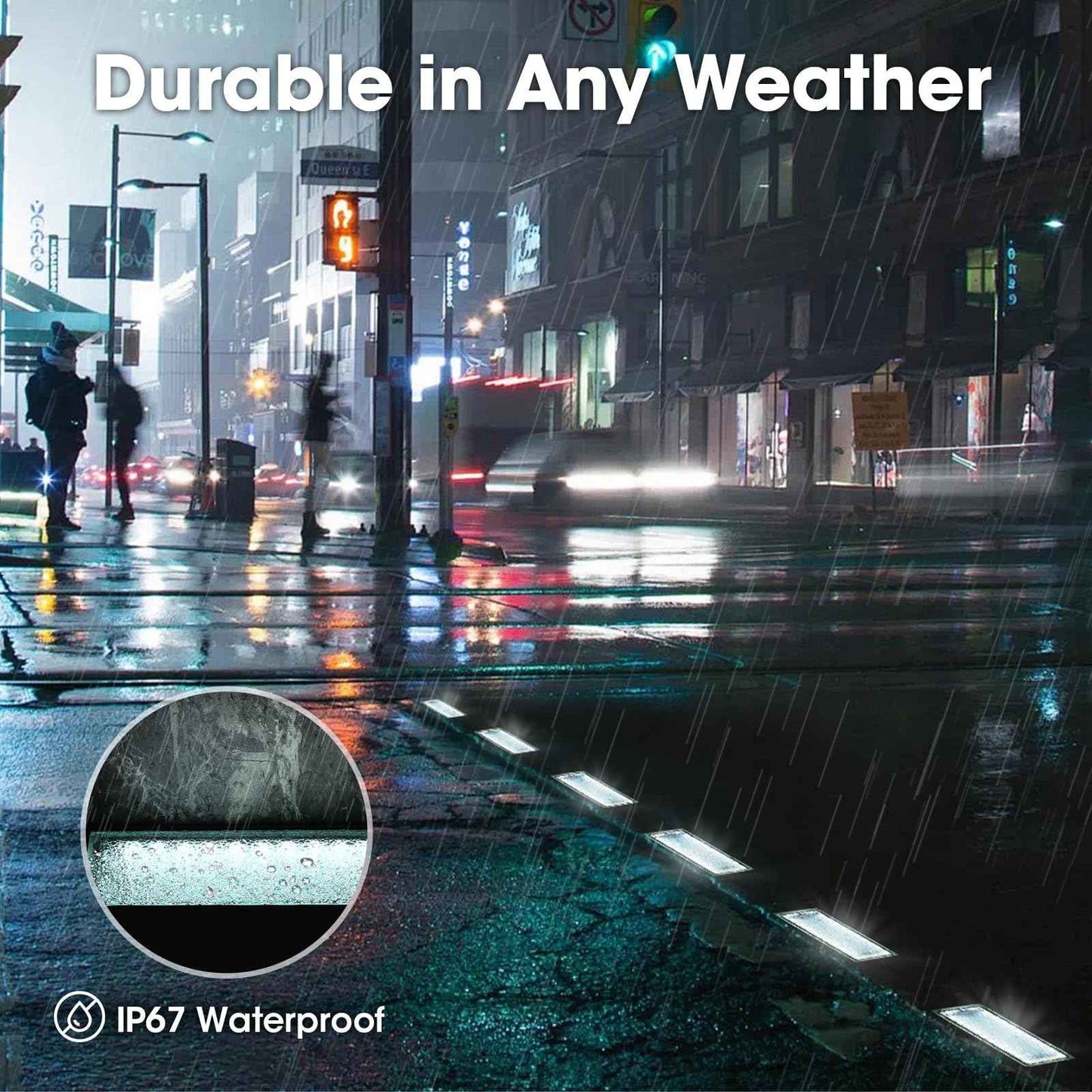 Solar Paver Lights 4x8 Inch, IP67 Waterproof Recessed Brick Pathway Lighting Outdoor for Driveway, Walkways, Patio, Garden, Pavers, Yard (2700K/4500K/6000K, 2 Pack)