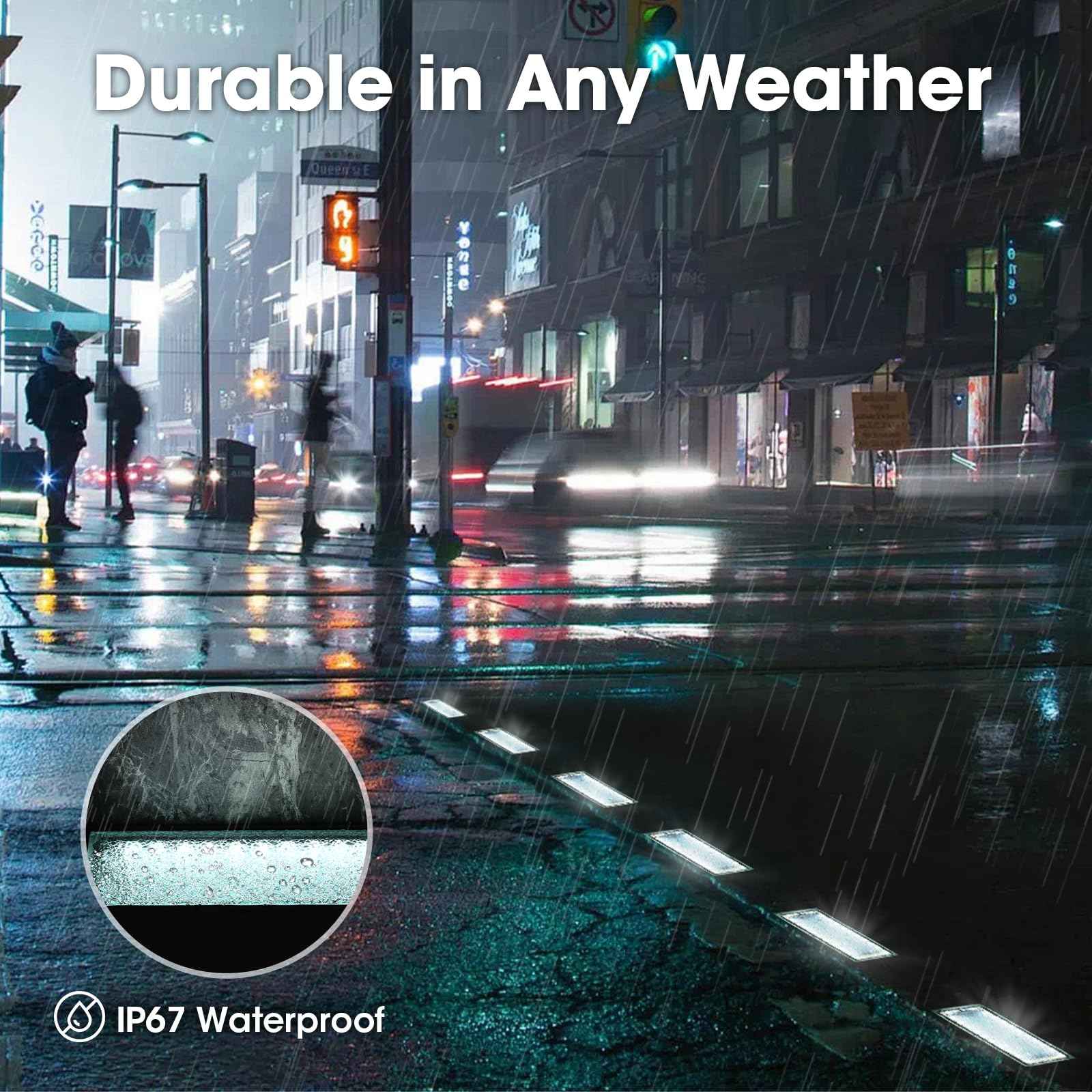 Solar Paver Lights 4x8 Inch, IP67 Waterproof Recessed Brick Pathway Lighting Outdoor for Driveway, Walkways, Patio, Garden, Pavers, Yard (2700K/4500K/6000K, 2 Pack)