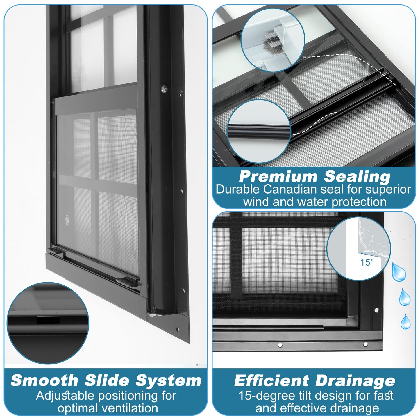 JONRIOX 18" W x 27" H Shed Window,Sliding Window, Aluminum Grey Flush Mount with Tempered Glass and Stainless Steel Screen, Playhouse Window, Chicken Coop Window, Household Window.(Gray 1 Pack)