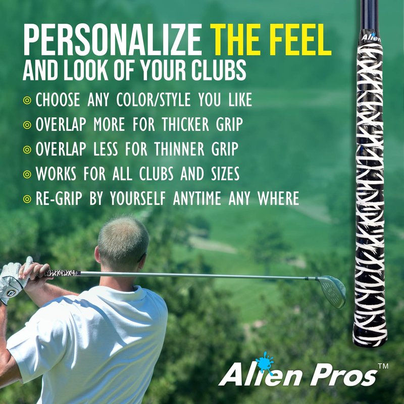 Alien Pros Golf Grip Wrapping Tapes - Innovative Golf Club Grip Solution - Enjoy a Fresh New Grip Feel in Less Than 1 Minute New Style (16-Pack Rainy Days)