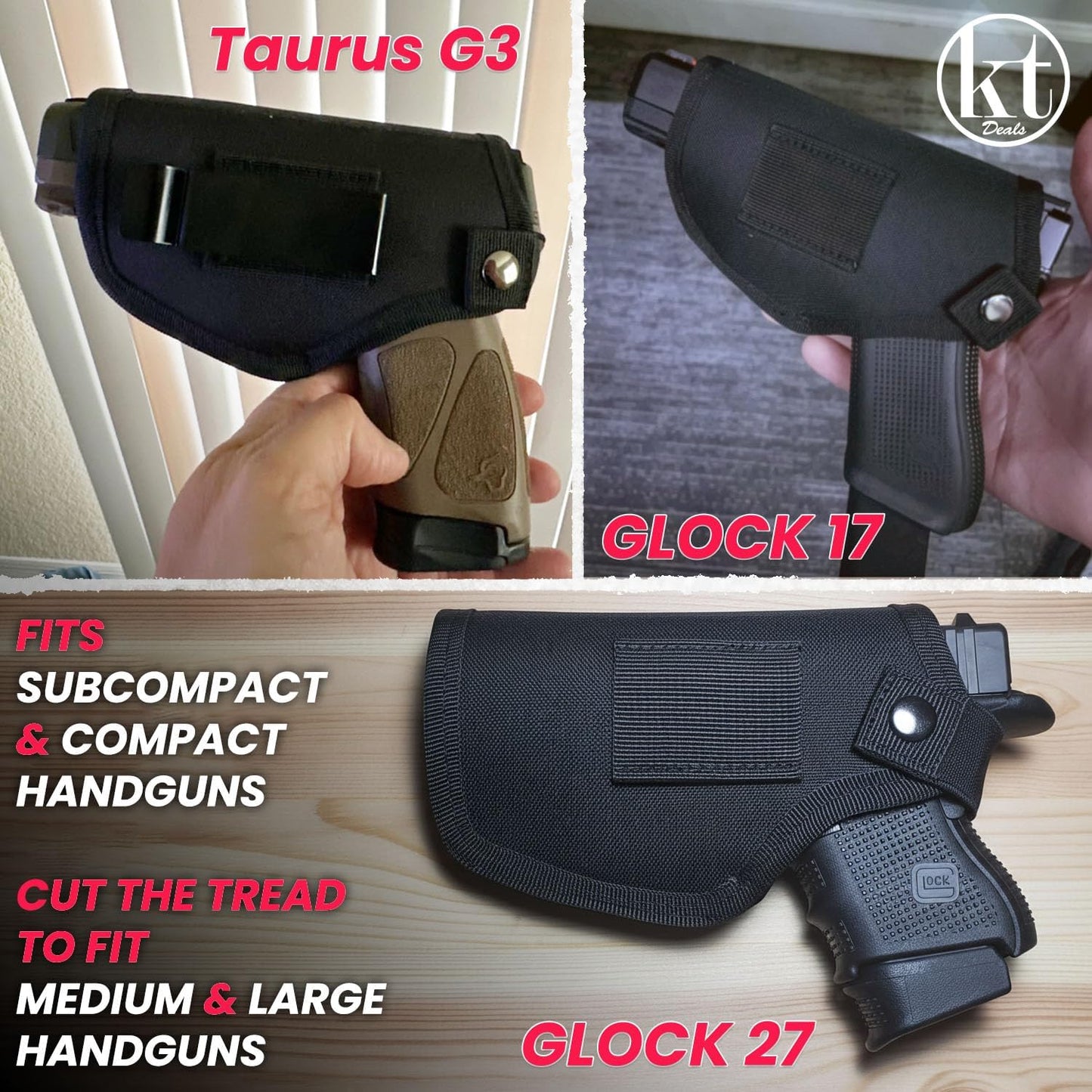 Skiennix Universal Gun Holster - IWB/OWB Waist Belt Pistol Holster for Glock 380 & 9mm | Right/Left Hand Draw