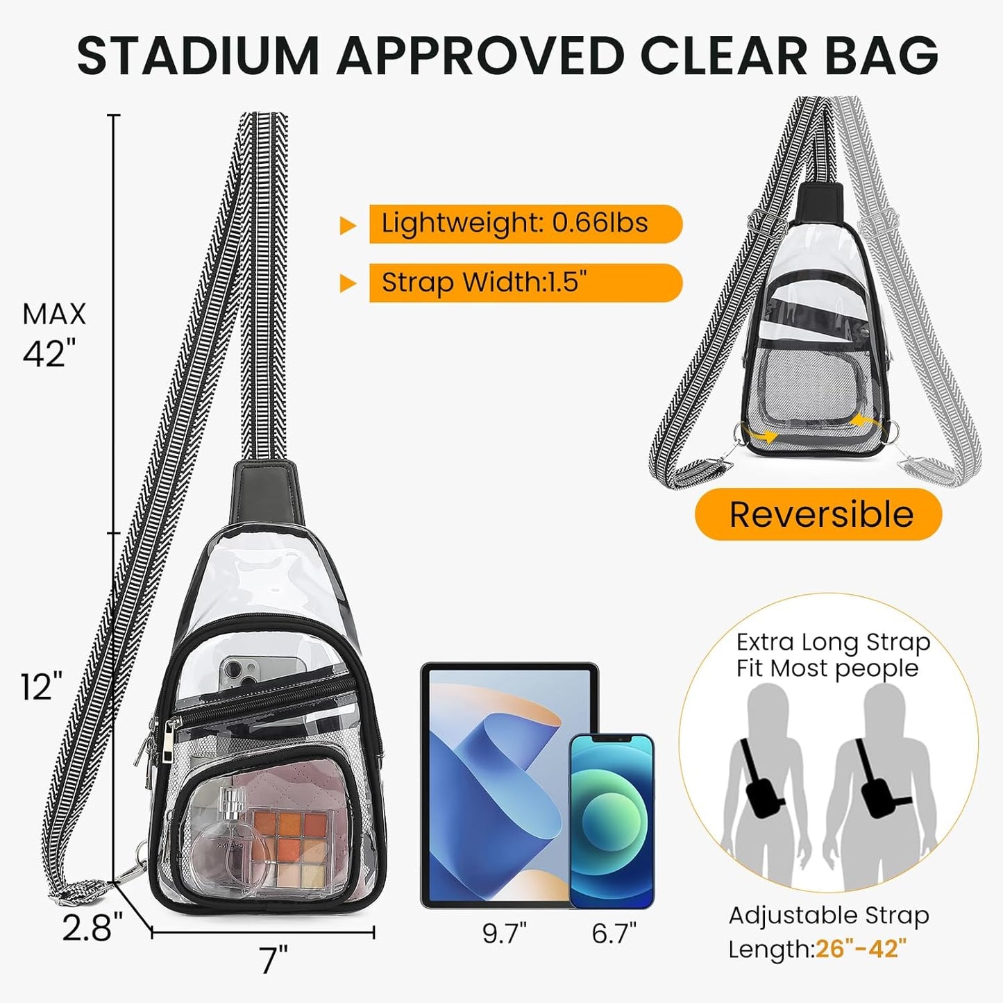 Sisipoet Clear Stadium Bag - Stylish Crossbody Concert Bag | Versatile Fanny Pack for Events