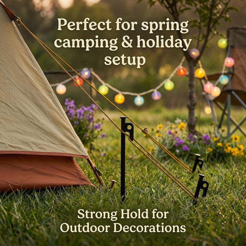 FANEAMADE 12 Inch Heavy Duty Tent Stakes 10 Pack, Steel Ground Stakes for Camping, Trampoline, Canopy, Tarp and Garden Anchoring, Rust Resistant Outdoor Pegs