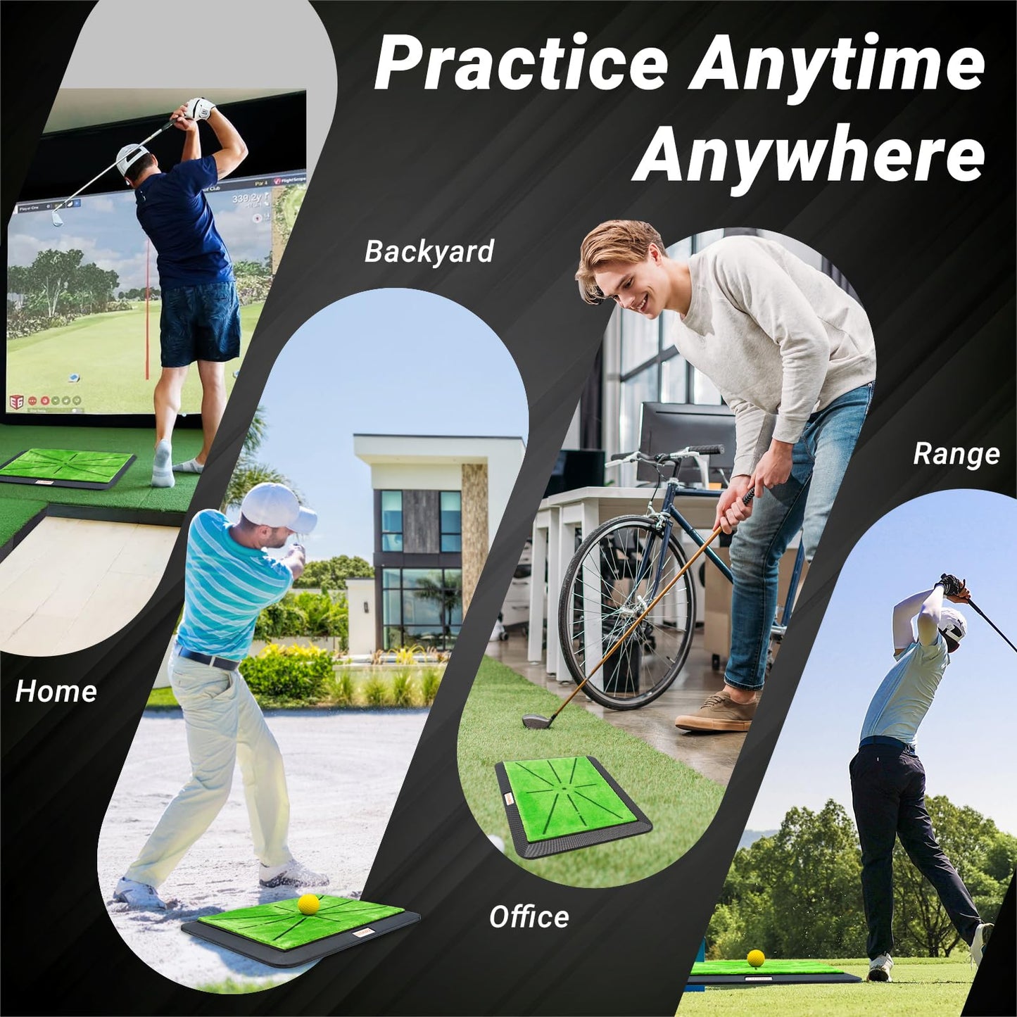 LYDARZ Portable & Foldable Golf Practice Mat – Dual-Turf Golf Hitting Mat for Indoor & Outdoor Swing and Chipping – Fairway & Rough Turf Golf Training Mat for Backyard and Home (Heavy Duty Suede Mat)