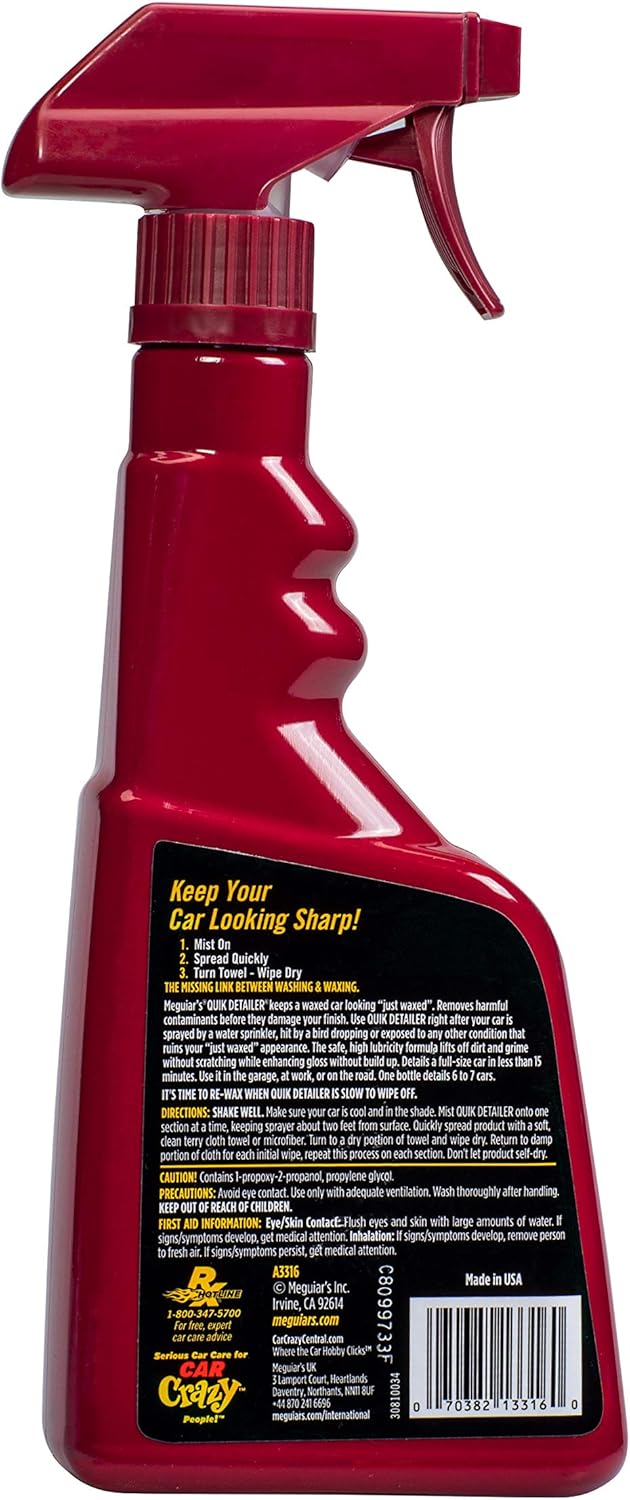 Meguiar's Quik Detailer Spray - Effortless Car Care for Dust & Smudges - 16 Oz for Enhanced Shine