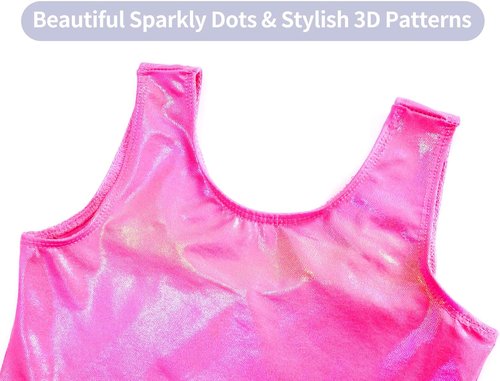 Domusgo Gymnastics Leotards - Sparkly One-Piece Sleeveless Tumbling Unitards for Girls