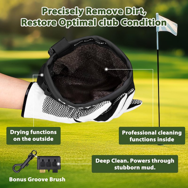 MOSTY Golf Club & Ball Cleaner Bag,Durable Golf Club Cleaning Kit and Ball Washer Pouch,Club Cleaner for Golf Bag, Golf Gifts for Men Women Golfers Him Unique, Essential Golf Accessories