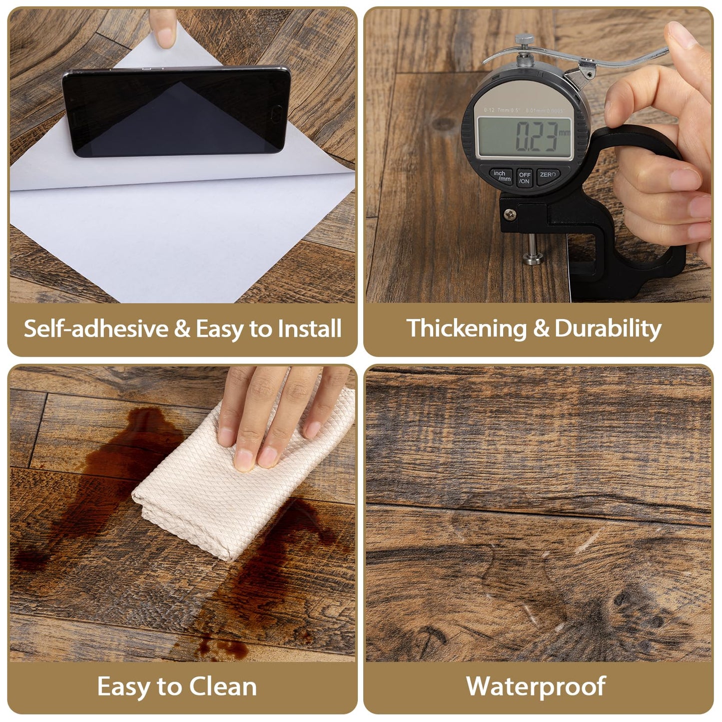 TANONE Wood Contact Paper with Installation Tools, Kitchen Peel and Stick Wallpaper, Self Adhesive Removable Wallpaper Countertops Waterproof 17.5" X 118.1"