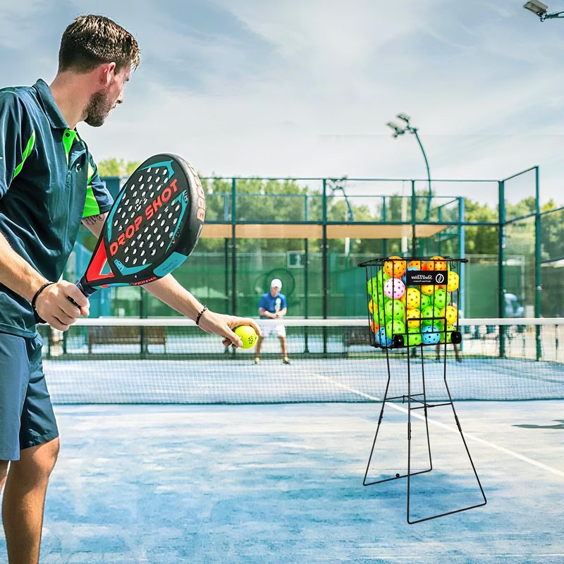 ShelfElites Tennis Ball Hopper, Portable Tennis Ball Holder with Handle for Court, Practice & Training (Large)