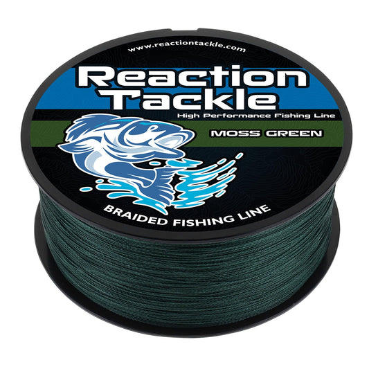 Reaction Tackle Braided Fishing Line - Pro Grade Power Performance for Saltwater or Freshwater Fish - Colored Fishing Line Braid for Extra Visibility - Moss Green 80 Lb (300 Yards)