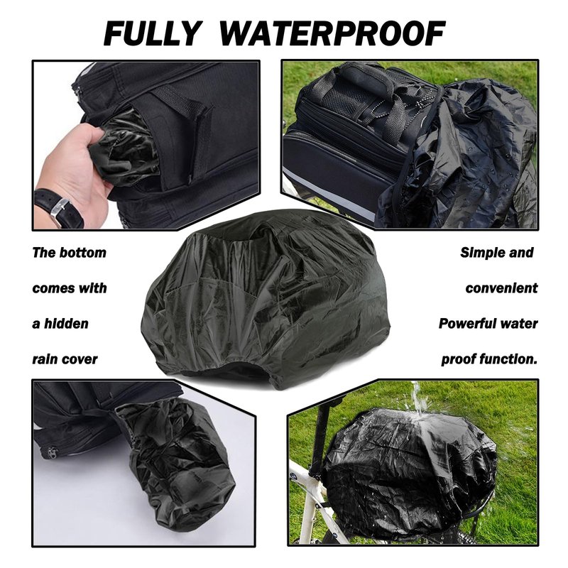 27L Adjustable Bike Pannier Bag with Hidden Rain Cover, 360° Reflective Strips, Multi-Functional Bicycle Saddle Bag for Grocery Shopping, Commuting, Cycling & Travel, Handheld & Crossbody Design