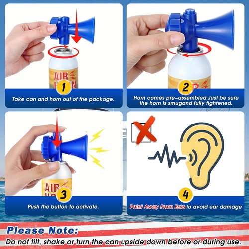Large Air Horns 3.5oz - 122dB Loud Marine Safety Horns | Essential Boat Accessories for Camping & Hiking