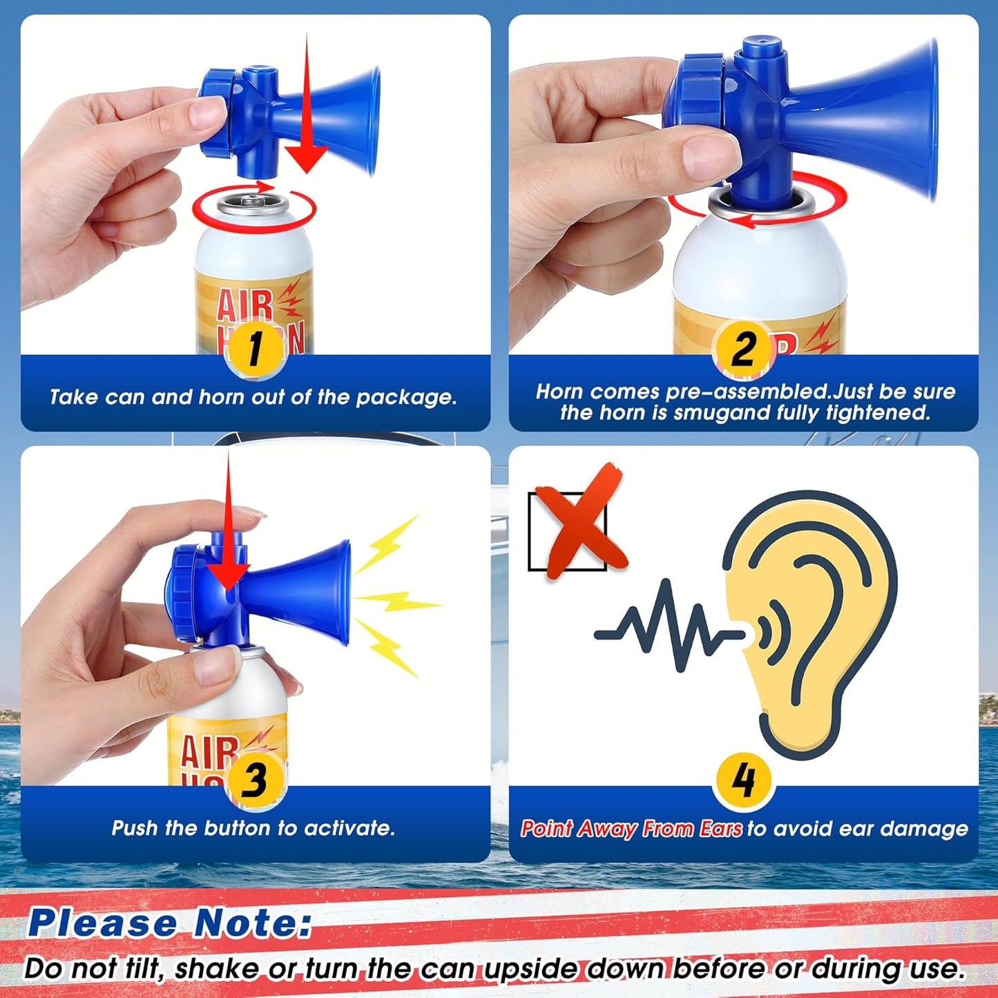 Air Horns 2 Pack by [Brand Name] - 122DB Loud Marine Safety Horns | Ideal for Boating, Camping, Hiking