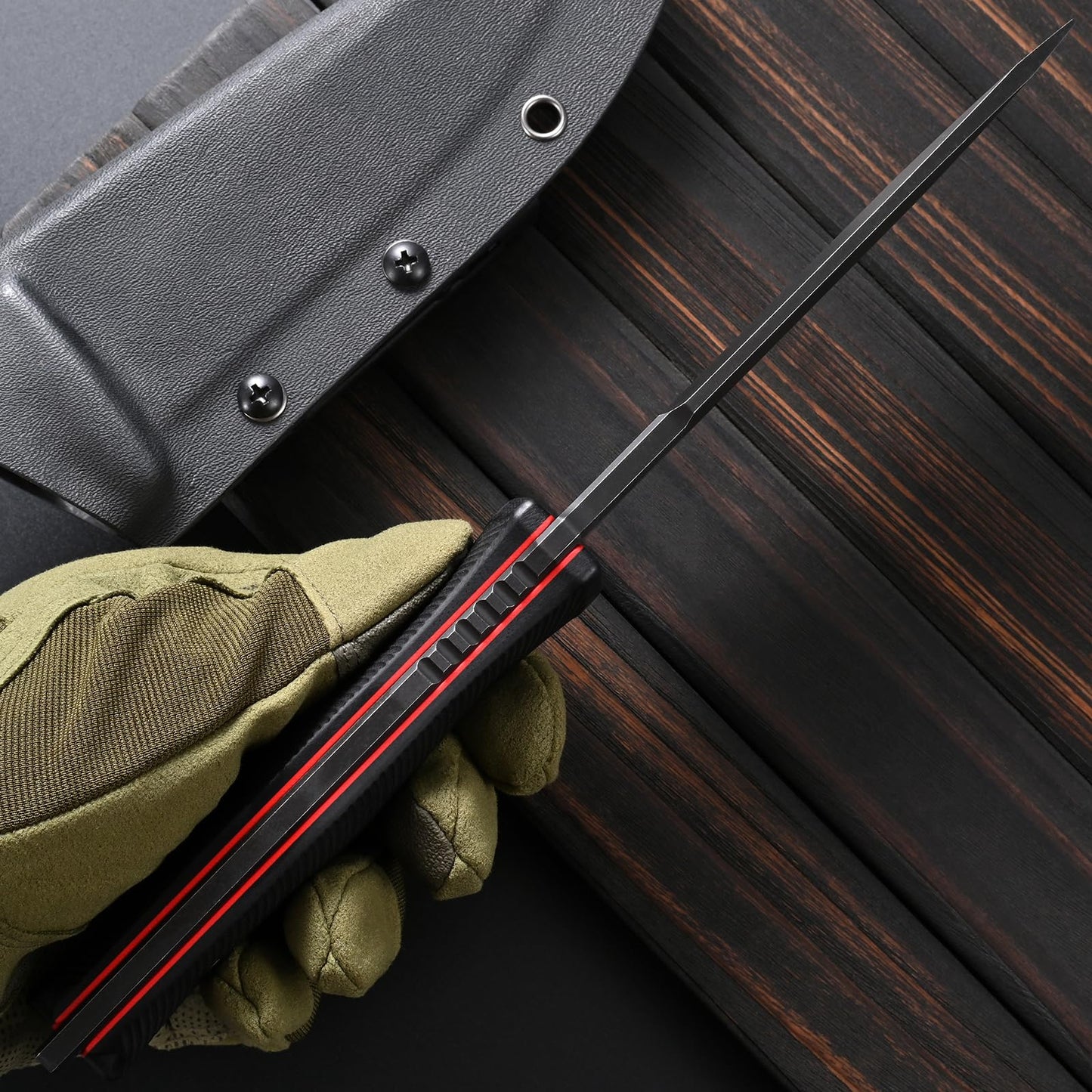 Sitivien ST37 Fixed Blade Knife Black Stonewashed DC53 Steel Blade Two Tone G10 Handle Full Tang Knife with Sheath for Outdoor Camping Hiking Working Survival (Black)