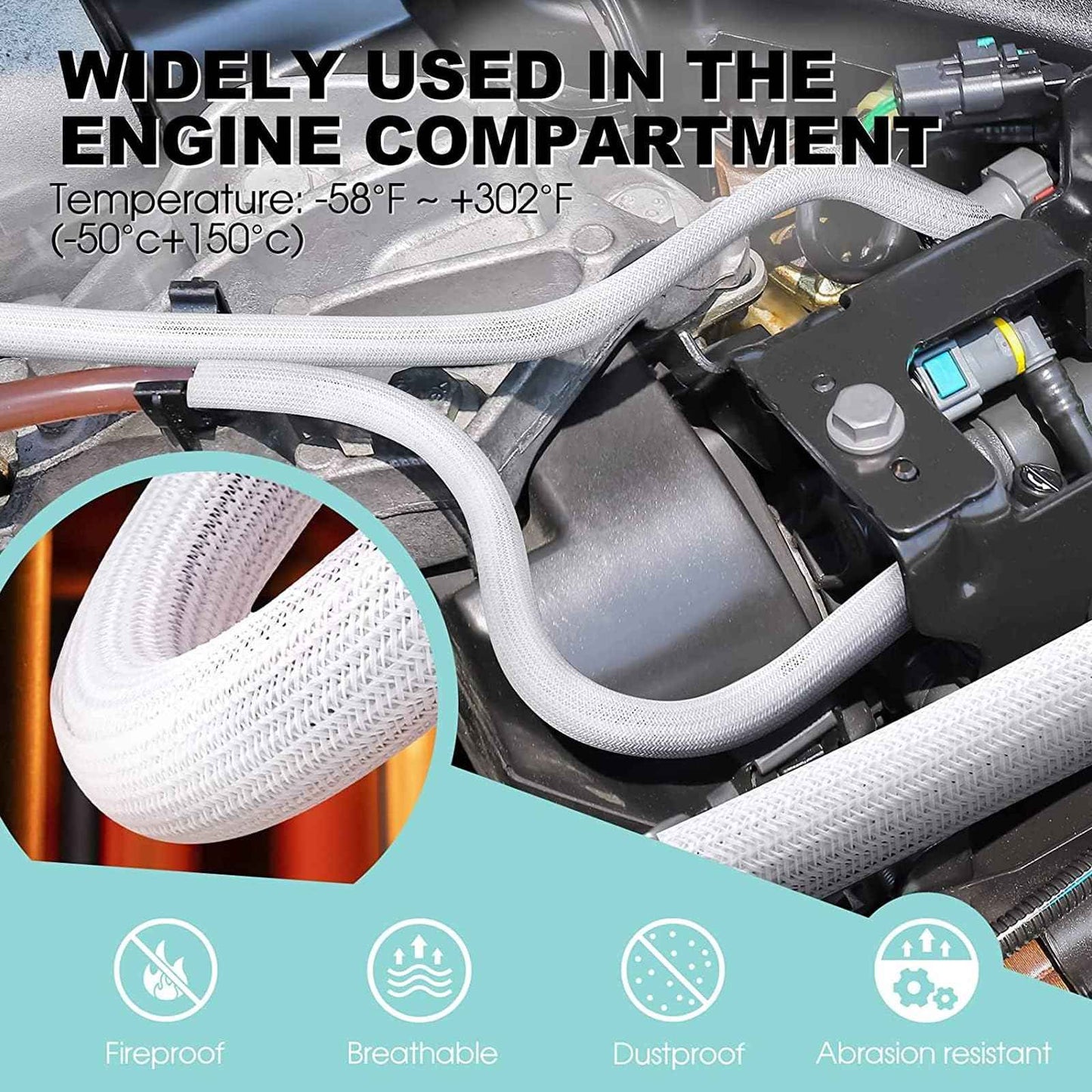 AGPTEK Cable Sleeve Cover, 2Pack 5ft - 1.8 inch Desk Cord Organizer Cable Hider, Home Office Wire Management Computer TV Wire Loom Tubing, Pet Proof Cord Protector, from Cat Dog Chewing, White