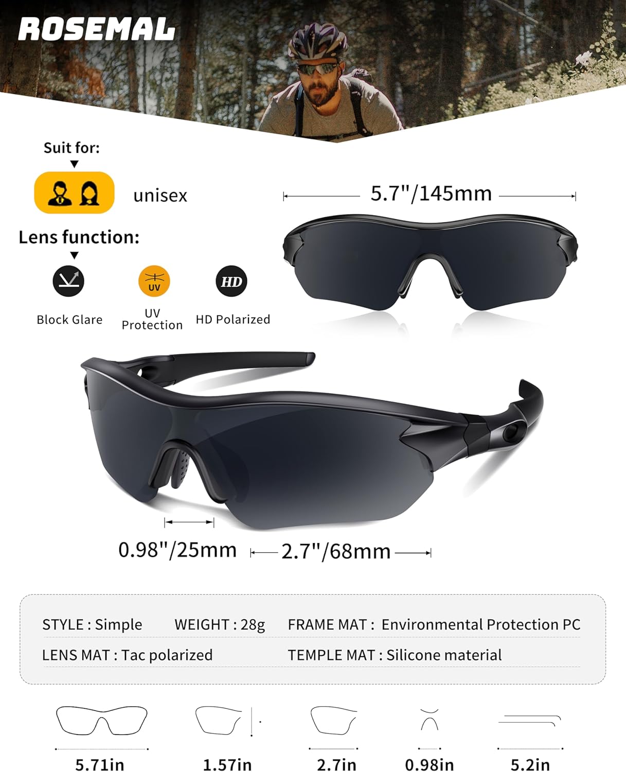 Polarized Sports Sunglasses - UV400 Protection for Men, Women & Youth | Ideal for Baseball, Running, Fishing & More