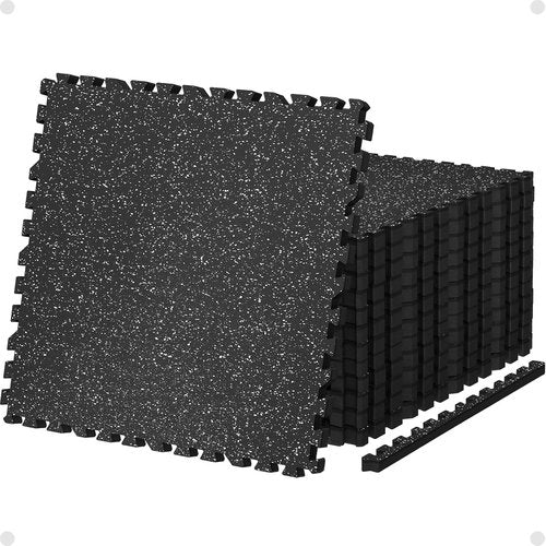 AIRHOP Exercise Equipment Mats - 0.79in Thick Interlocking Puzzle Tiles | 48 Sq Ft Black & White Gym Flooring