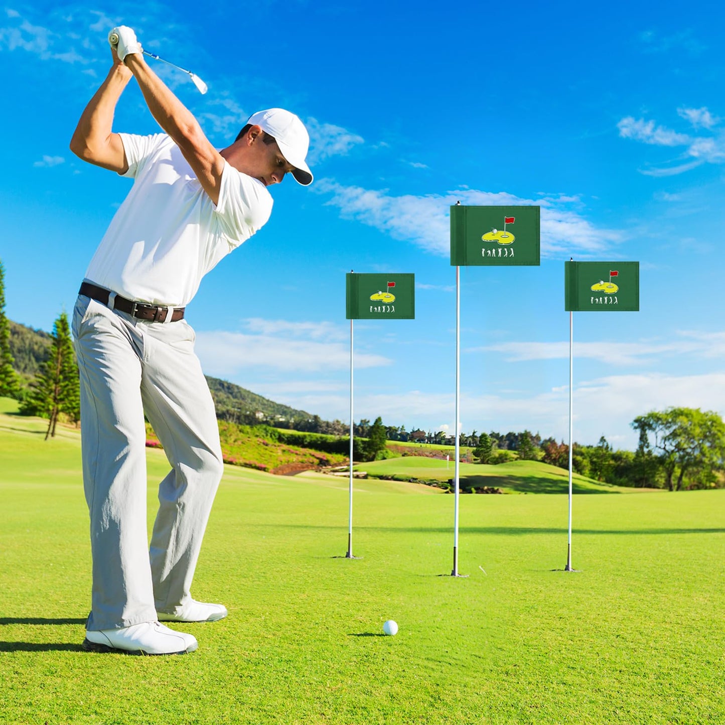 Mindsoft Mini Golf Flag 9 x 6 Inch Golf Pin Flags for Putting Green 420d Nylon Double-sided Silk-screened Waterproof for Backyard Practice Courses Garden Club