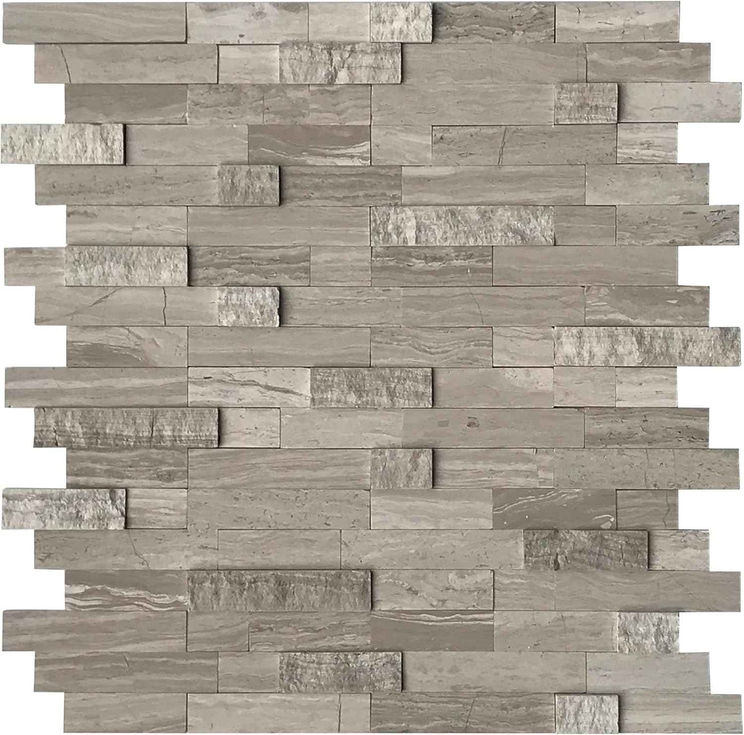 Peel and Stick 3D Stone Mosaic Tiles - 12x11" Self-Adhesive Backsplash for Kitchen & Bathroom - 5 Sheets, Mixed Tan