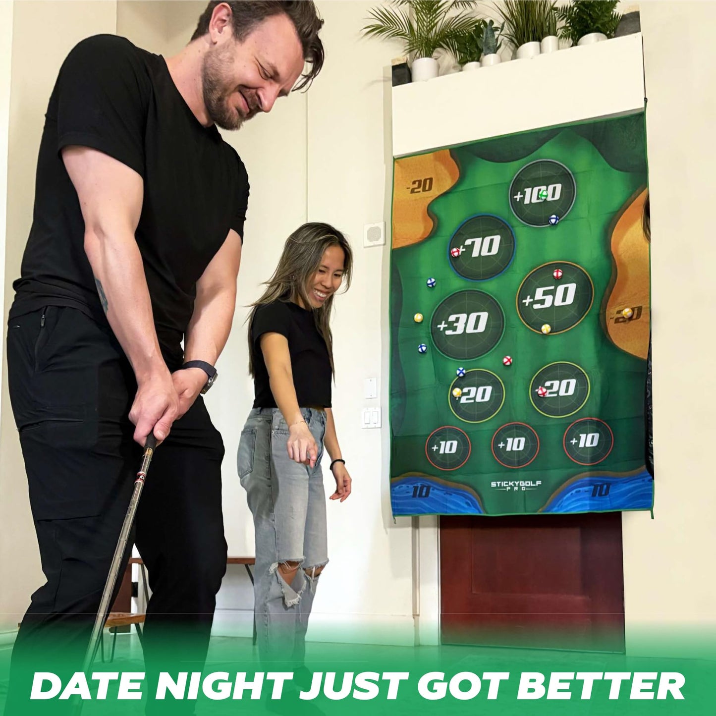 Golf Game for Adults Outdoor Indoor - Backyard Chipping Set with Sticky Balls - Family Entertainment Multi-Player Action - Friend and Party Activity - Gift for Golfers (no Club)