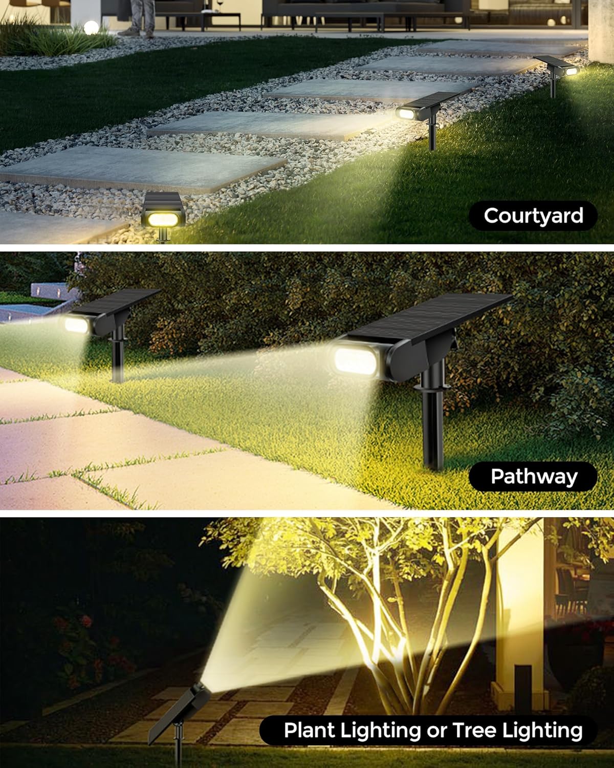 RGB Solar Spot Lights for Halloween - 12 Color Modes, Waterproof IP67, Remote Control, 4-Pack for Yard & Garden
