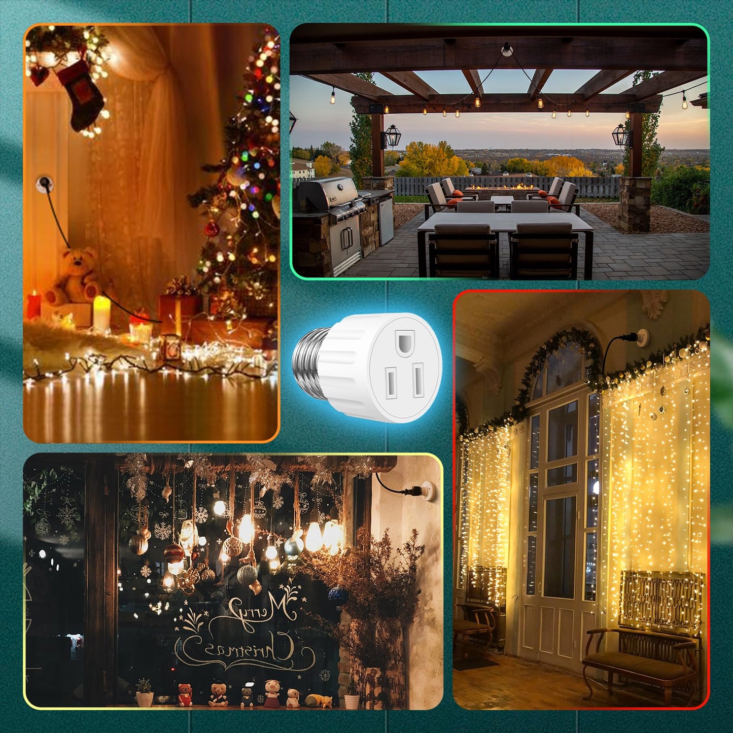 3 Prong Light Socket Adapter, E26 E27 Outlet Adapter, Stability & Professional Materials (White)