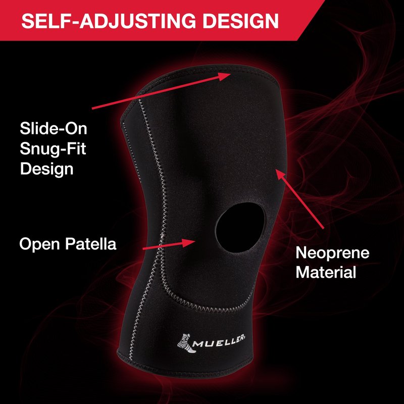 MUELLER Sports Medicine Open Patella Knee Sleeve, Knee Pain Relief Support for Men and Women, Ideal for Arthritis, Sprains, Black, X-Large