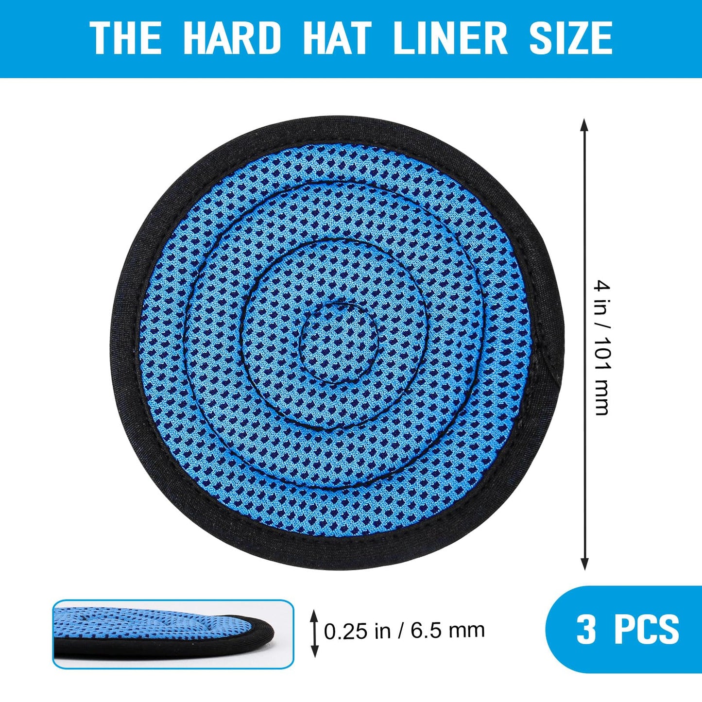 Hard Hat Top Pad Replacement, Washable Hard Hat Cooling Inserts/Liner/Sweatband, Sweat Pad Suspension Cushion Accessorie, Blue, 3 PCS