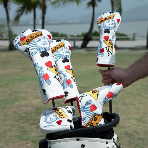 Golf Head Covers Poker Diamond King Driver Headcovers Fariway Wood Head Cover Hybrid Covers Leahter Golf Club Covers for Most Brand(for Hybrid)