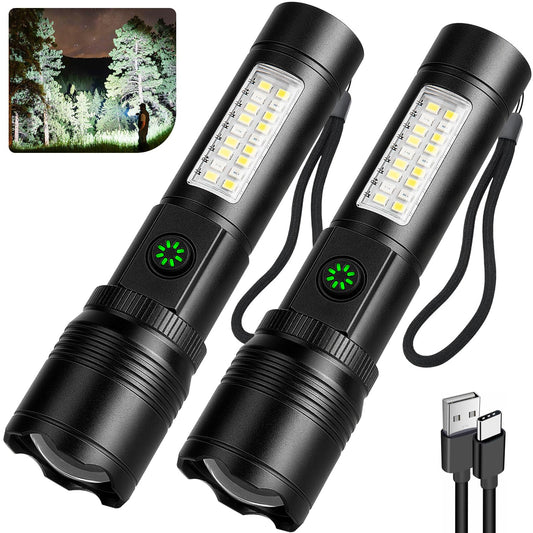 azamine Rechargeable Flashlights High Lumens, 99000LM Super Bright Flash Light with 6 Modes, Adjustable Powerful Handheld LED Flashlight for Home Camping
