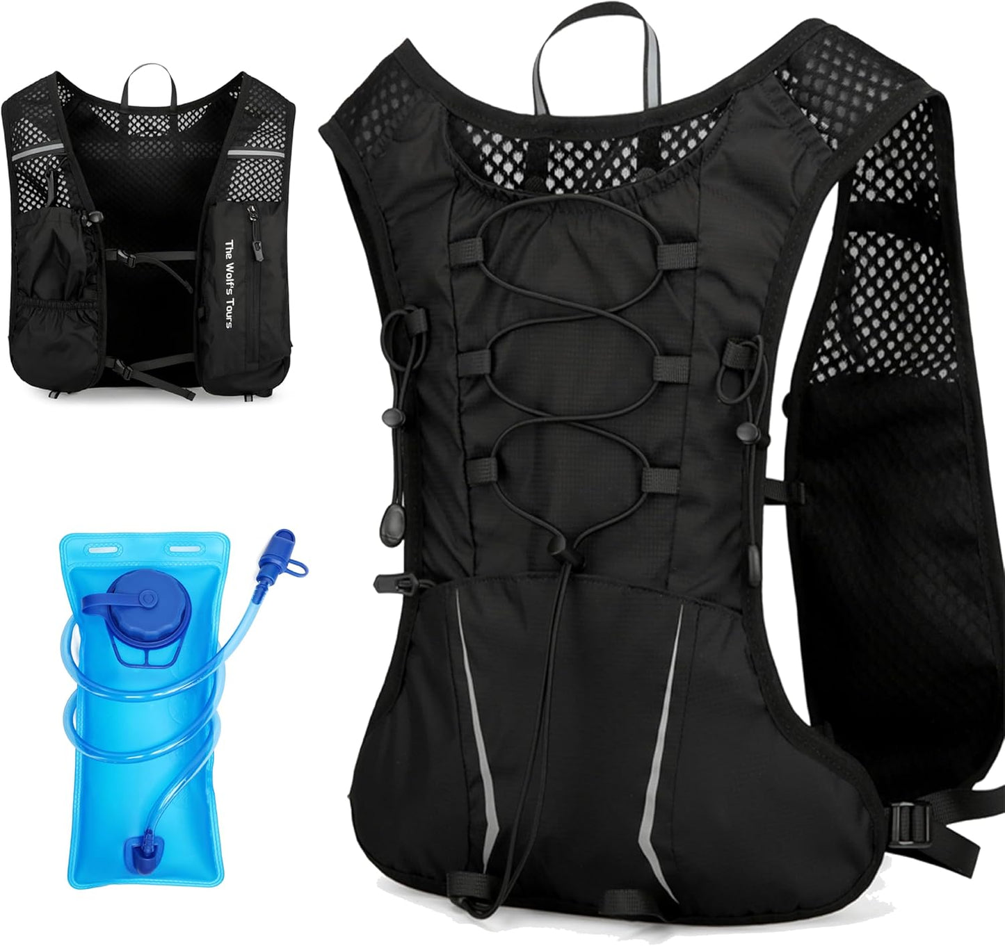 XBT Hydration Pack - Lightweight 2L Water Bladder Running Vest | Adjustable, Breathable, Reflective Backpack for Hiking & Cycling