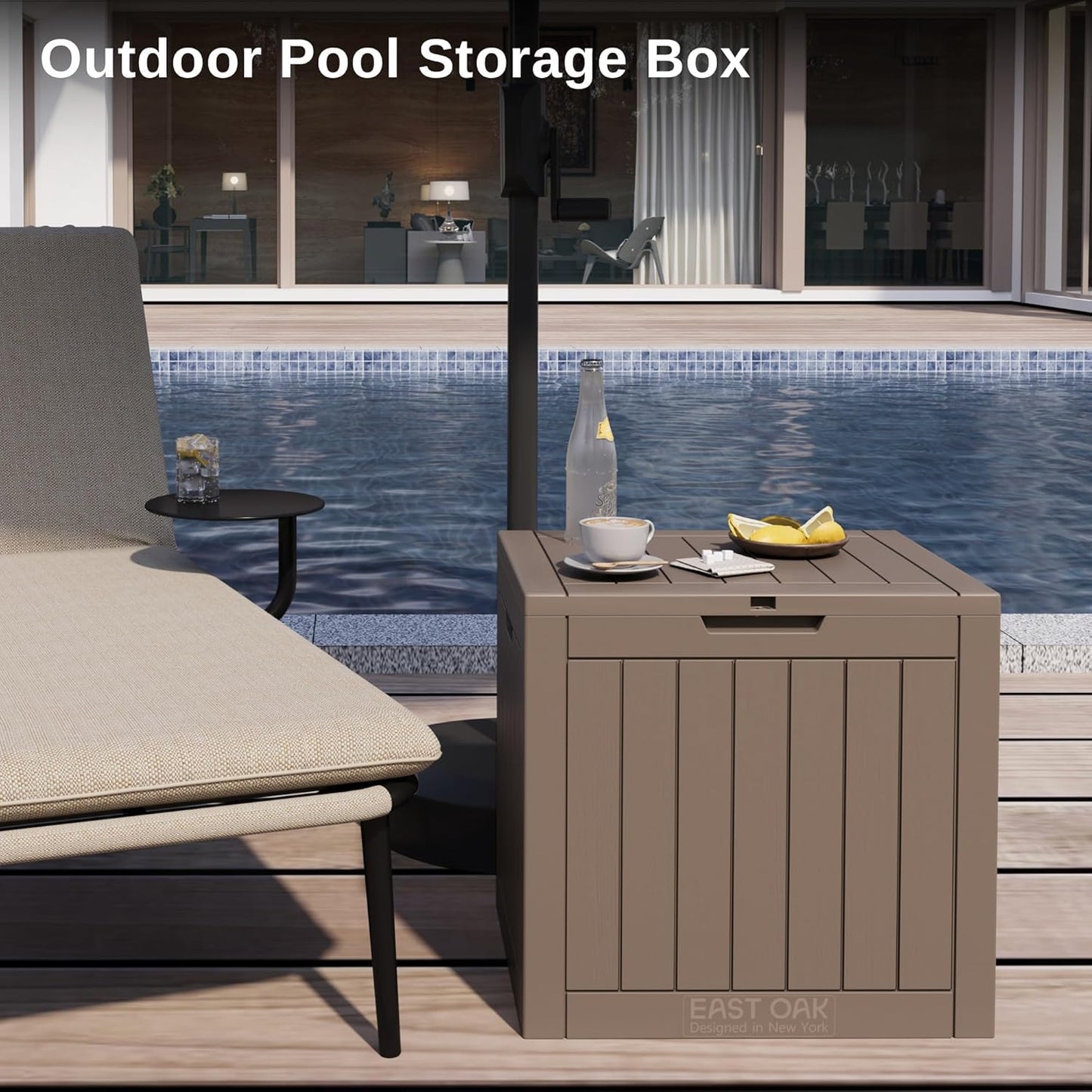 31 Gallon Waterproof Outdoor Storage Box - Lockable Resin Deck Bin for Patio Cushions & Tools - UV Resistant, Black