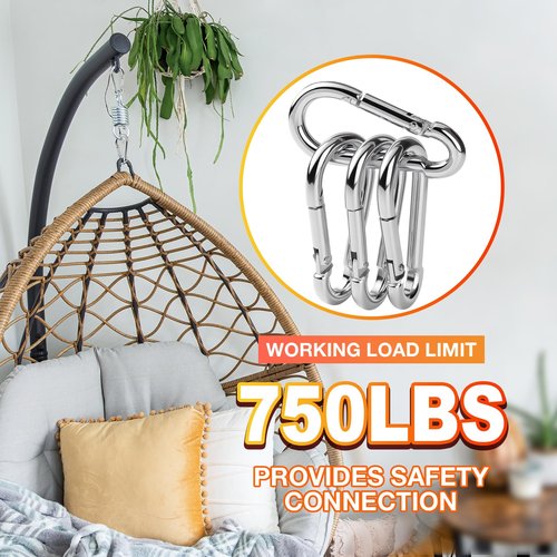30Pack Heavy Duty Spring Snap Hooks 4Inch, 3/8” Carabiner Clips for Swing, Large Steel Chain Quick Links Safety Buckle Connector for Hammock Fitness Gym Outdoor Boating, M10 Snap Hook Carabiners