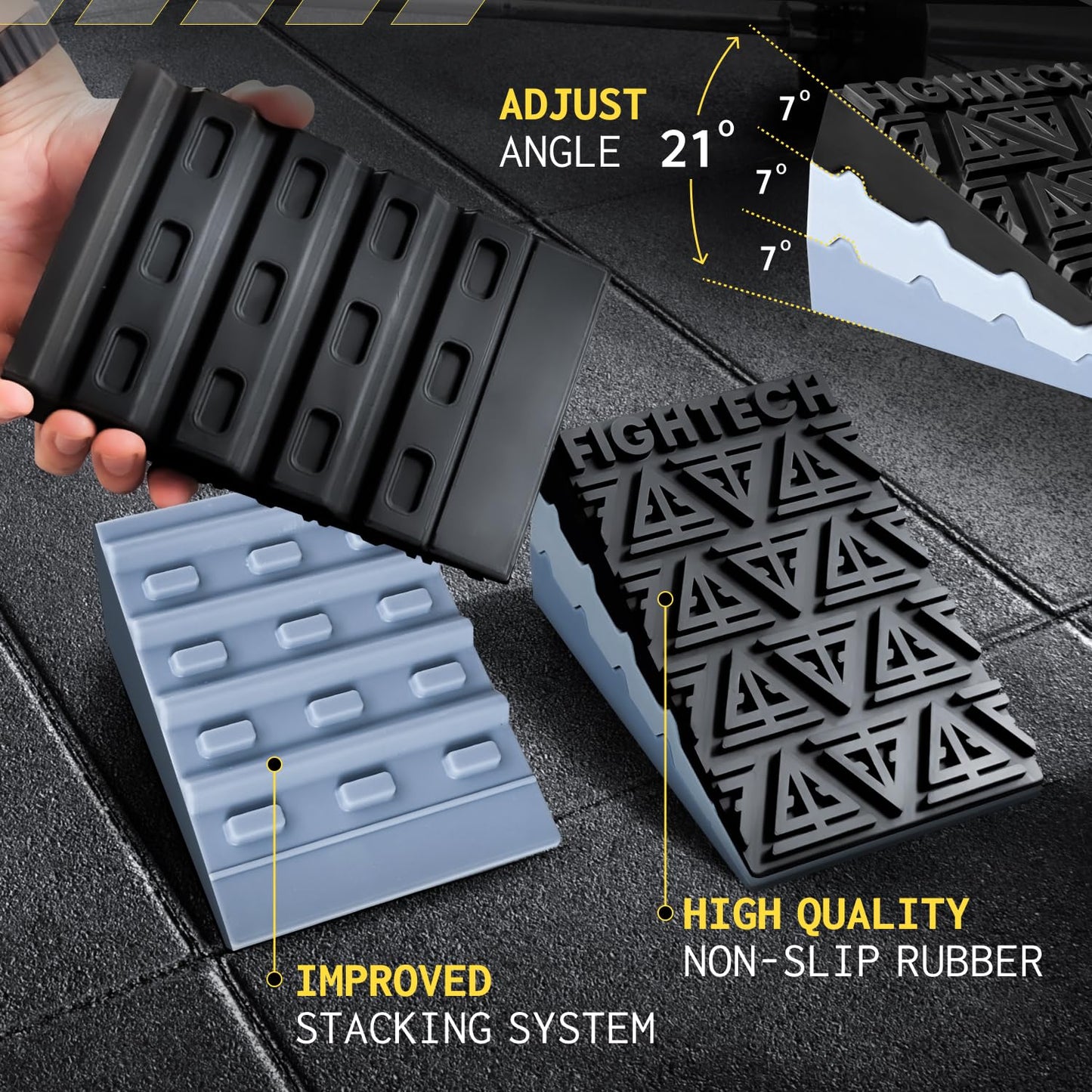 Silicone Squat Wedge Block for Elevated Heel Squats and Deadlifts - 6 PCS - Improve Mobility, Balance, and Strength - 21° Max Incline - Non-Slip, Versatile Trainer Aid