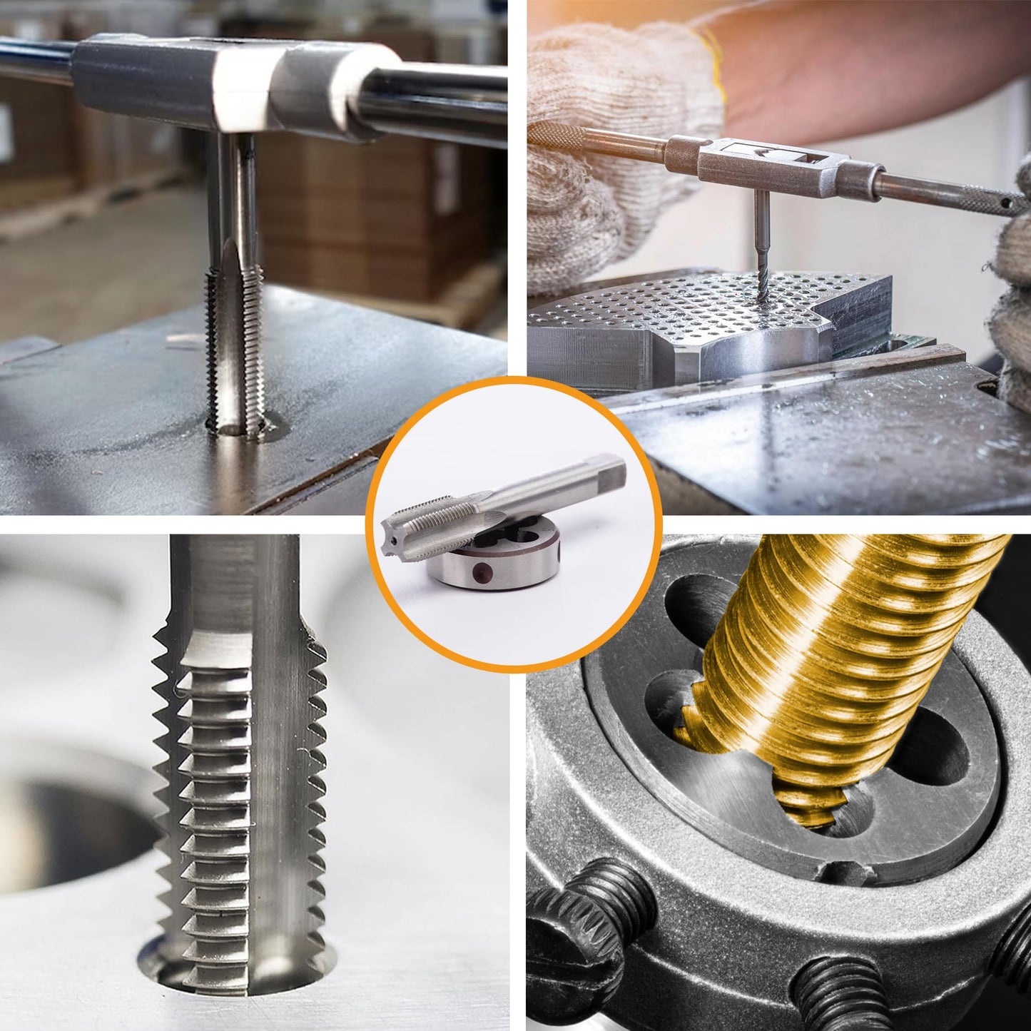 M12 x 1.25mm Metric Tap and Die Set, M12 x 1.25mm High-Speed Steel Machine Round Tap Die Set, Right Hand Thread Tap and Round Thread Die Tool